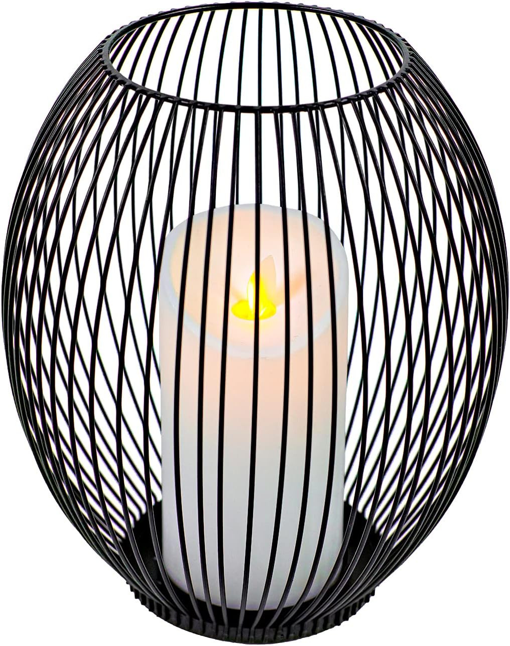 S For Patio - Pillar Candle Holder - Black Wire Candl