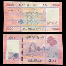 Lebanon 5000 Livres UNC Banknote Currency World Money Paper Cash