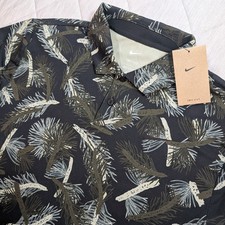 Nike Tour Dri Fit Polo Shirt Pine All Over Print Golf Green/Black Mens Large