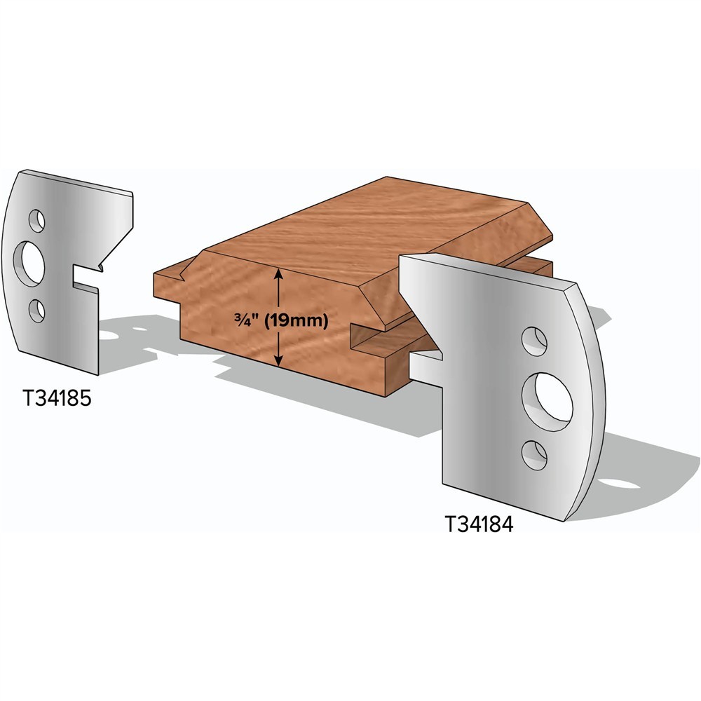 T34184 3/4" Paneling V-Grove Knives Male, 2-Pk.