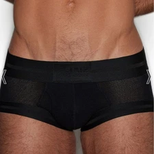 Vintage C-IN2 Scrimmage Mens Blk Cotton Fishnet Mesh Trunk Brief Underwear sz M