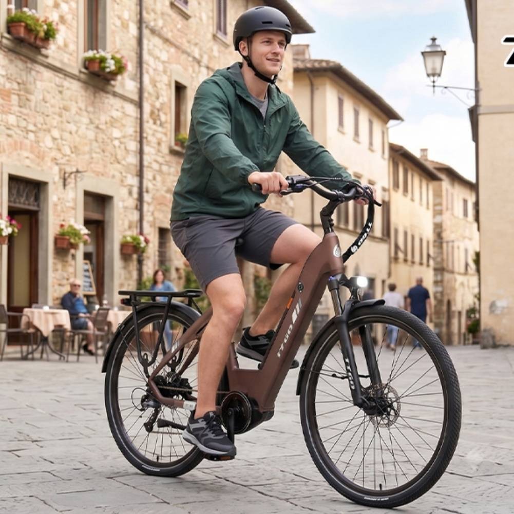 Bicicletta elettrica TTGO C7 SE 250W motore centrale 18AH 28'' City Ebike 140KM Pedelec DE foto 5