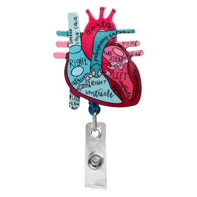Cardiac Badge Holder Heart Retractable Reel ID Clip Anatomy Funny Nurse Nam