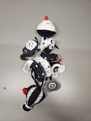 Sozzy Black White Spiral Crib Stroller Toy Rattle Teether Fox Elephant Moon Star