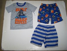 Carter Boys Sleepwear Size 6/6A Surf Ape/Gorilla Short Sleeve/Shorts 3 Piece Nwt
