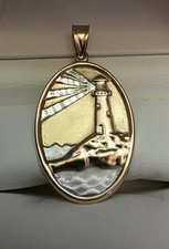 Michael Anthony 14k Lighthouse Pendant with Religious Scripture 