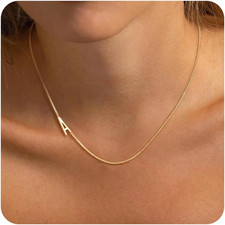 Gold Initial Necklace for Women Dainty 14K Gold Plated Letter Necklace for Women