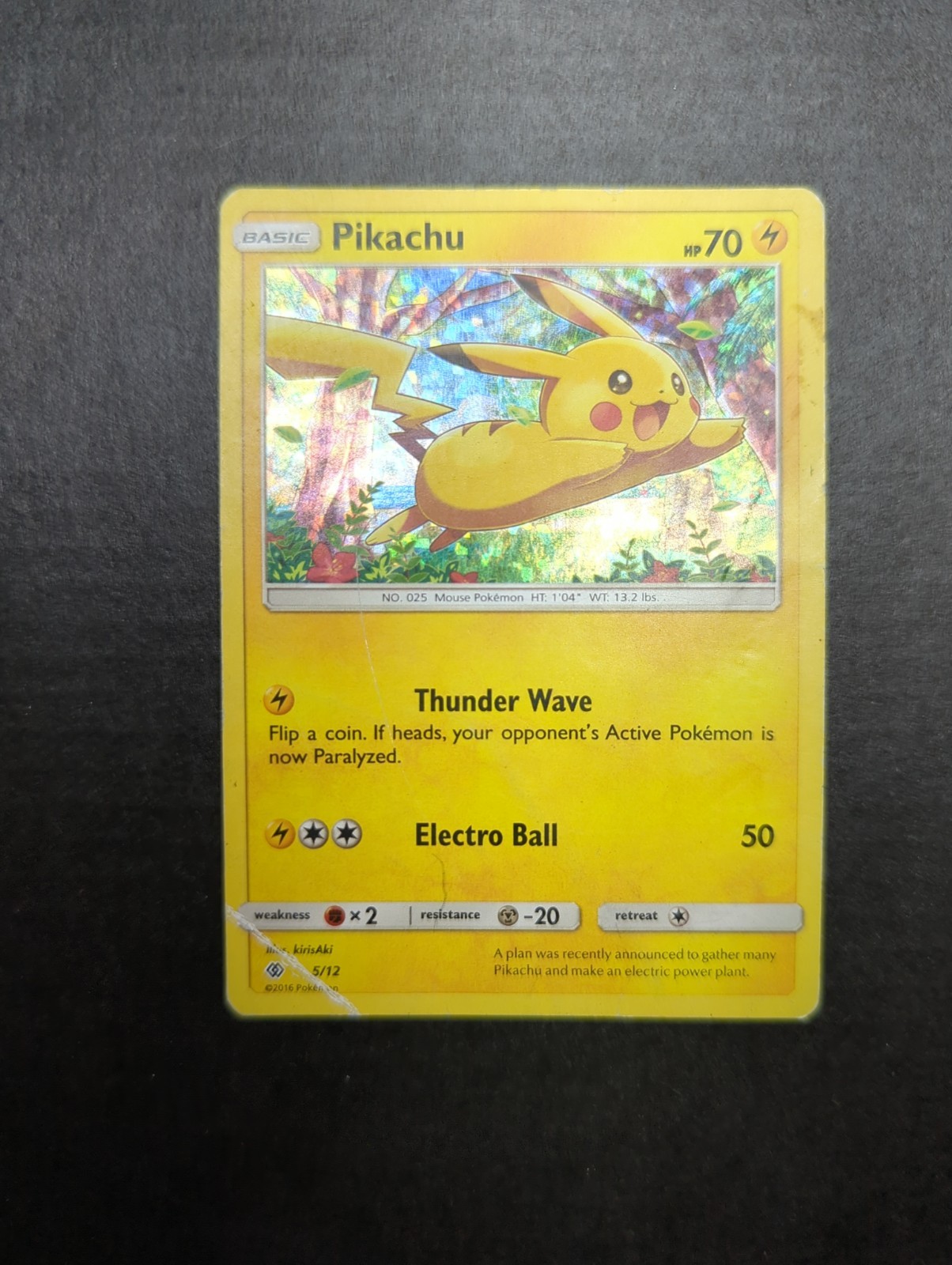 Pikachu 5/12 McDonald's 2016 Holo Promo Basic 70 HP English Pokemon Card