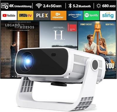 Wielio GC06C 2025 Ultra Smart Beamer Full HD 4K WiFi 6 & Bluetooth 5.2 Home