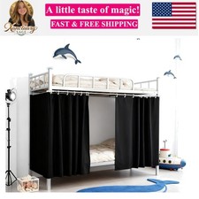 Black Bunk Bed Curtains Blackout Privacy Woven Print Bottom Curtain Loft Bedd...