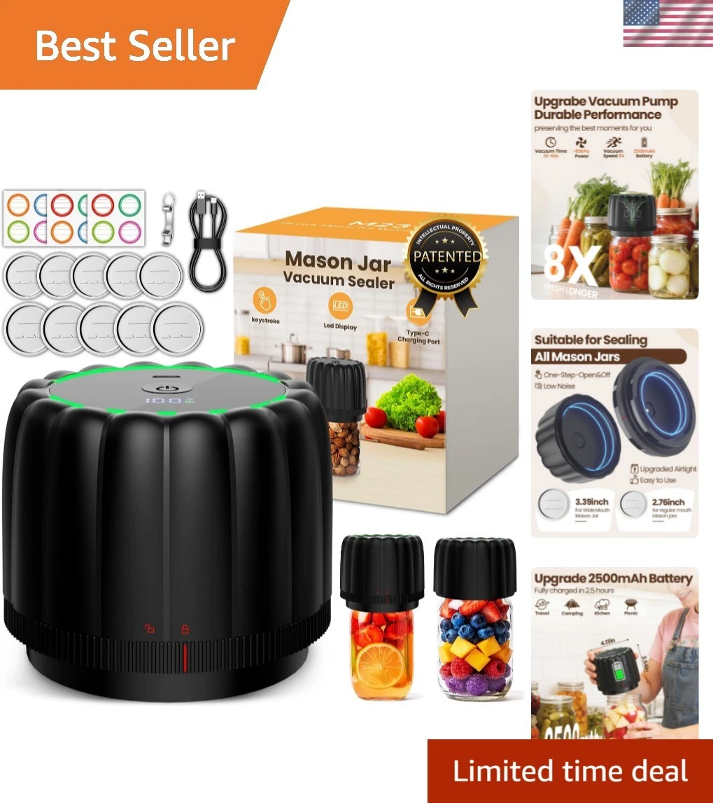 2026 Upgraded Electric Mason Jar Vacuum Sealer Kit with Wide and Regular Mout...