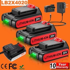 Pack 4.0Ah 20V Lithium-Ion Battery for Black Decker 20 Volt LBXR20 LB20 /Charger