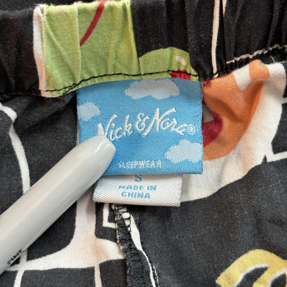 Pantalones Nick & Nora Mujer Pequeños Negros Estampado Cóctel Dormir Pijama Salón Algodón Foto 2 de 4