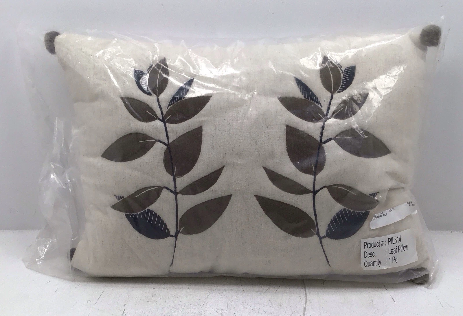 Sullivans Decor Throw Leaf Pillow Cream & Brown 14 x 20 Inches