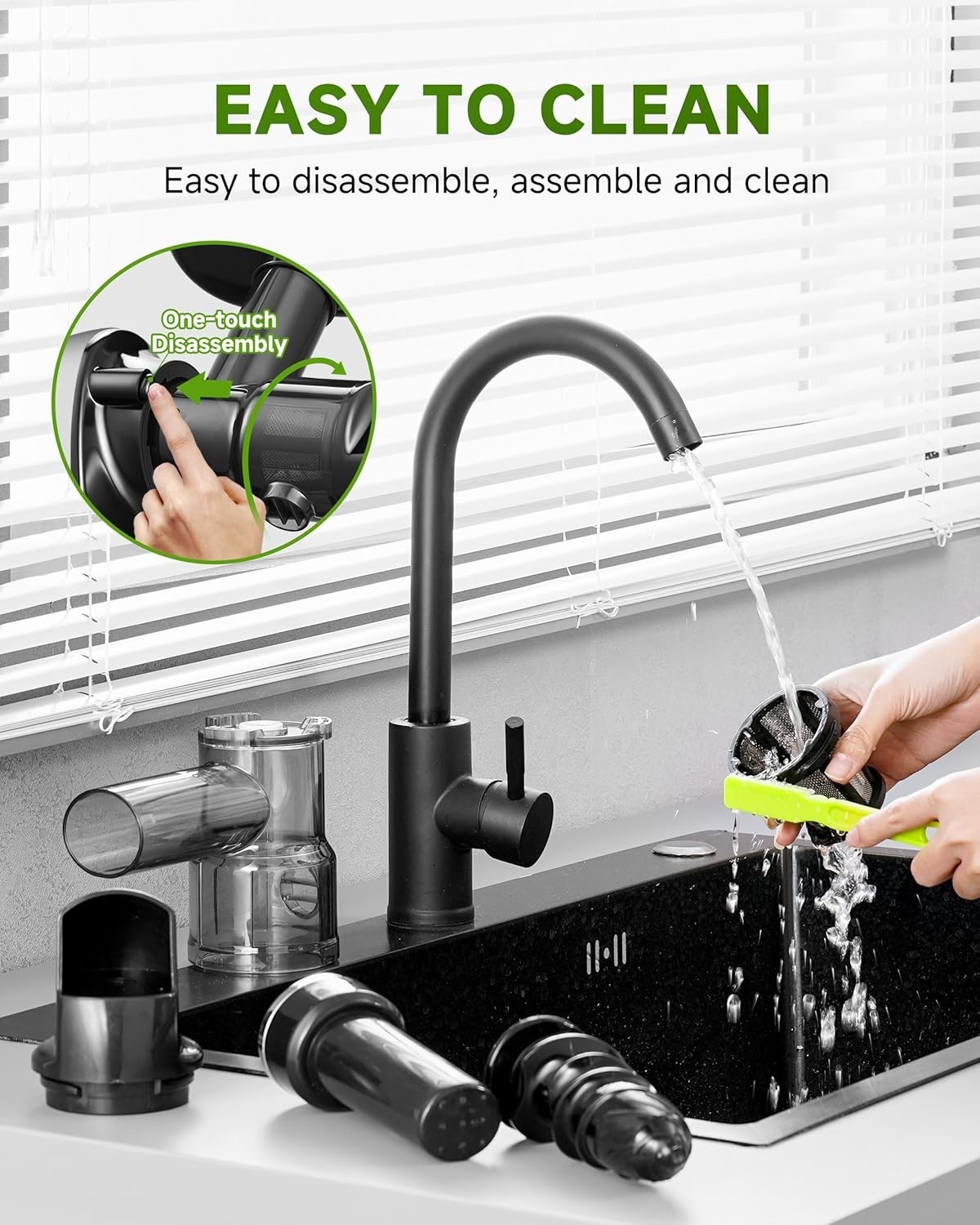 Masticating Juicer Machine - 90% Yield Reverse System, Quiet