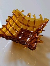 Ciotola In Vetro Color Ambra Lavorazione Artigianale