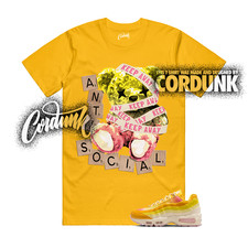 Air Max 95 Sunshine University Gold Big Bubble Pink Foam T Shirt Match ANTI