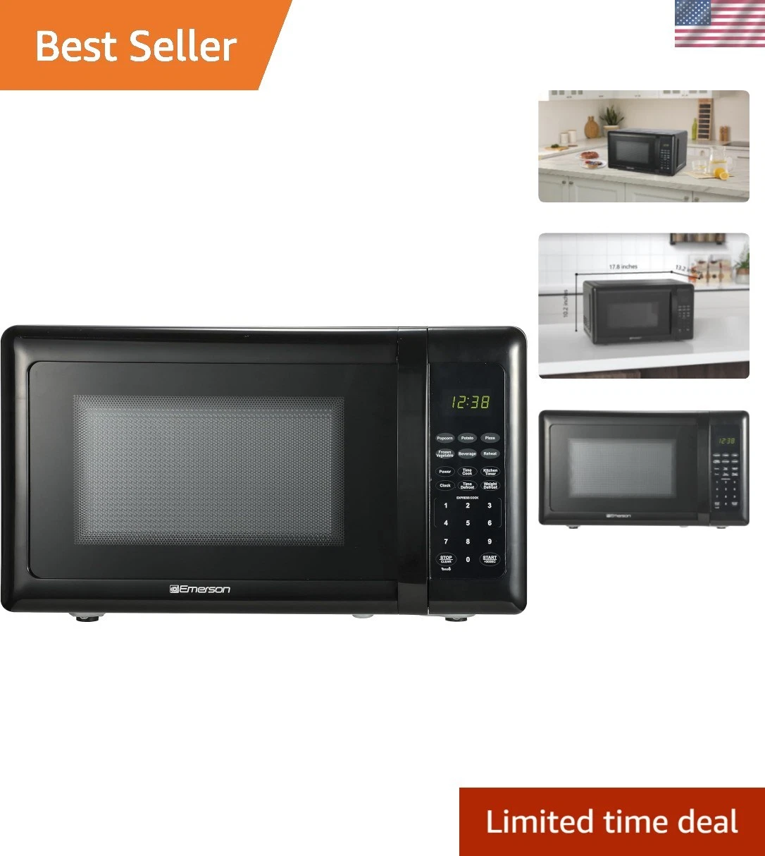 MW7302B Compact Countertop Microwave Oven with Touch Control, LED Display, 70...
