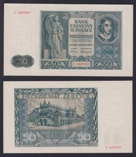 Poland Banknote 50 Zlotych 1941 P.-102 FDS-/UNC-