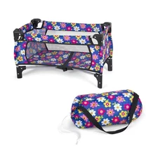 Baby Doll Crib Set, Toy Pack n Play Bassinet Blanket & Carry Bag for Baby Dol...