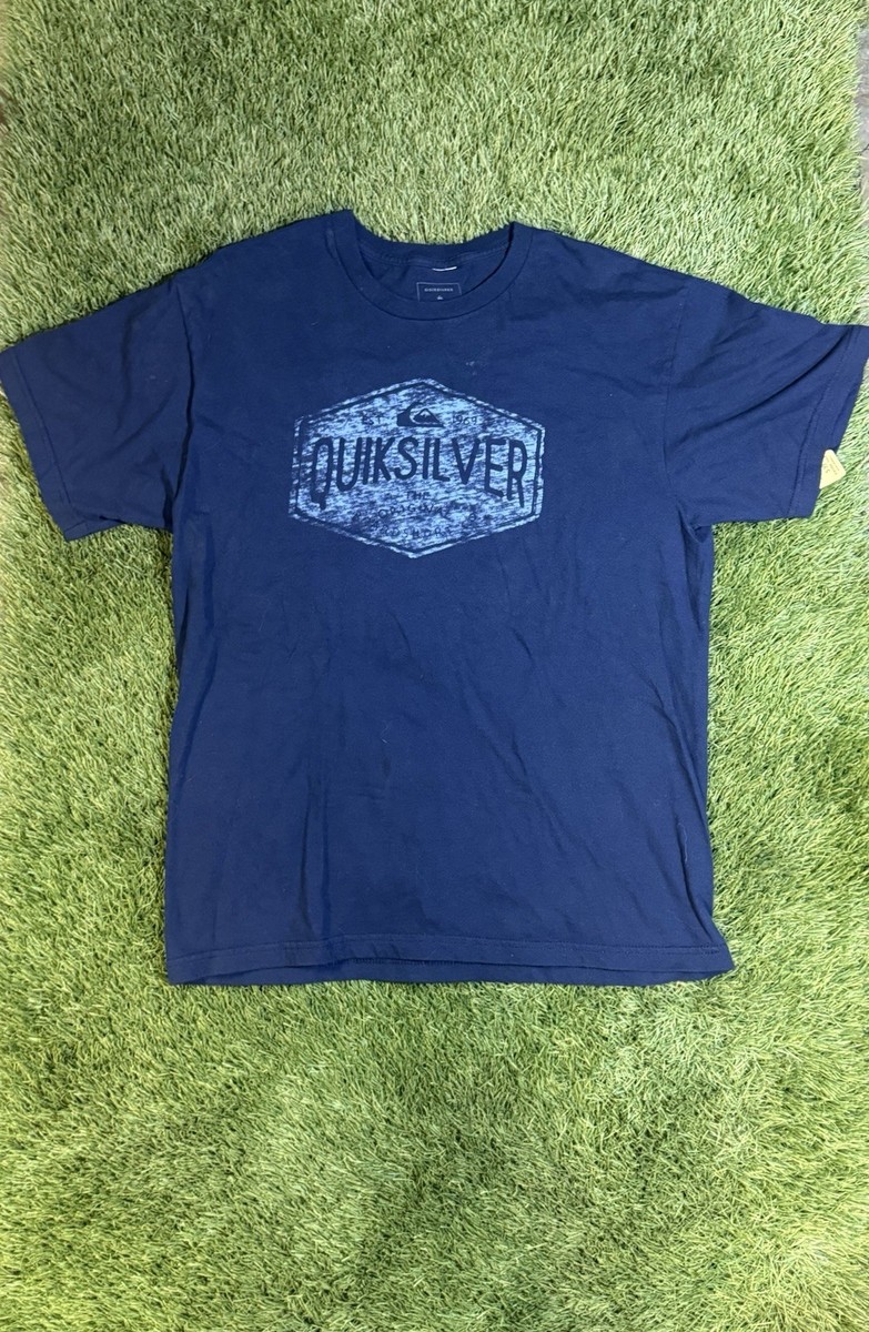 Quiksilver Men’s Regular Fit Crew Neck Graphic Logo Cotton Tee Blue L
