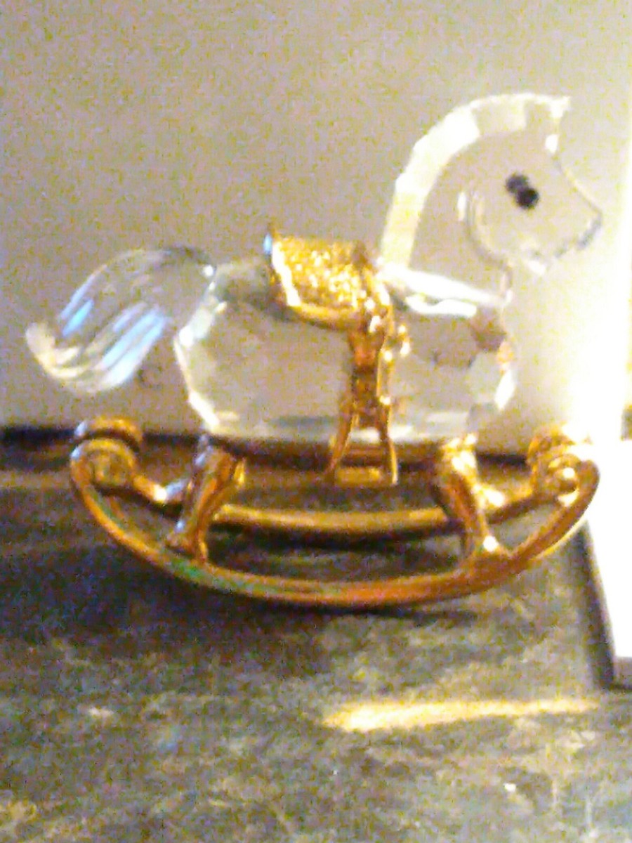 Swarovski Figurine Crystal Memories -Rocking Horse Gold plated