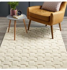 Basket Weave 3D Rug New Ivory