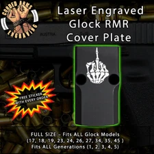 FU Skeleton Hand -  Laser Engraved RMR Cover Plate for Glock 19 17 23