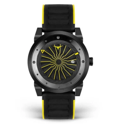 Zinvo Stinger Automatique Acier Noir Silicone Jaune Date Saphir Montre Homme - Photo 1/3