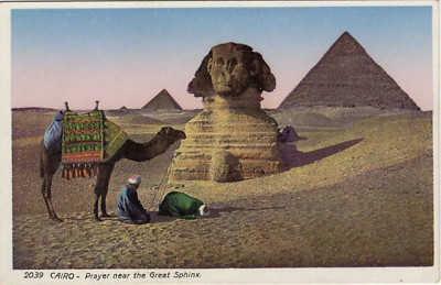 c1910s Egypt RPPC Great Sphinx of Giza Pyramids Real Photo Postcard