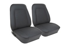 Leather Standard Seat Covers - Front Buckets - Black - For 1969 Camaro