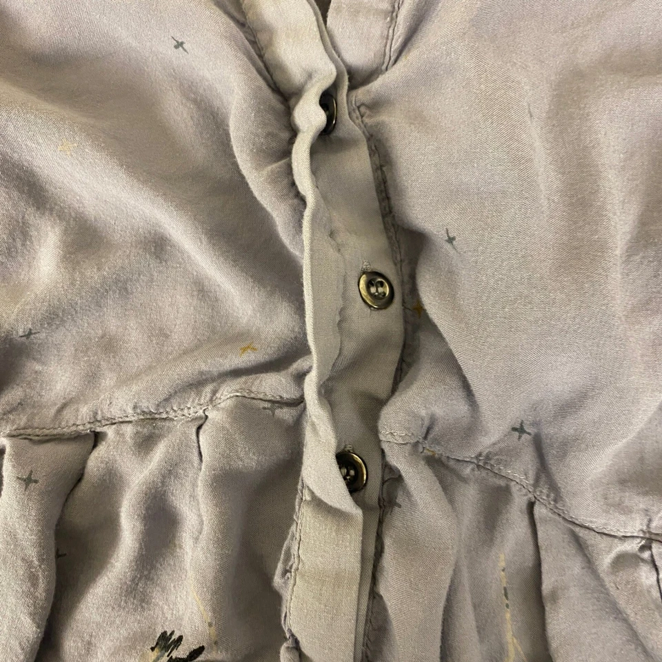 Mini Vestido Free People Estampado Paisley Talla Pequeña P/Púrpura Manga Larga Boho Chic Foto 4 de 4