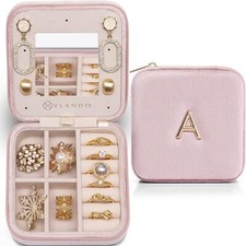 Vlando Travel Gifts 2024, Jewelry Case for Girl Women, A A, Pink