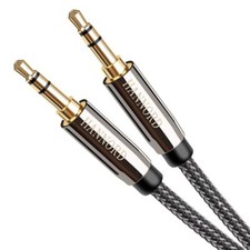 HANNORD AUX Cable 3.5mm Nylon Braided Stereo Hi-Fi Cord Male Audio Cable for Car