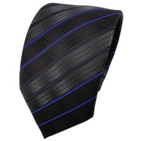 Tigertie Designer Krawatte Schwarz Anthrazit Blau Gestreift - Binder Tie