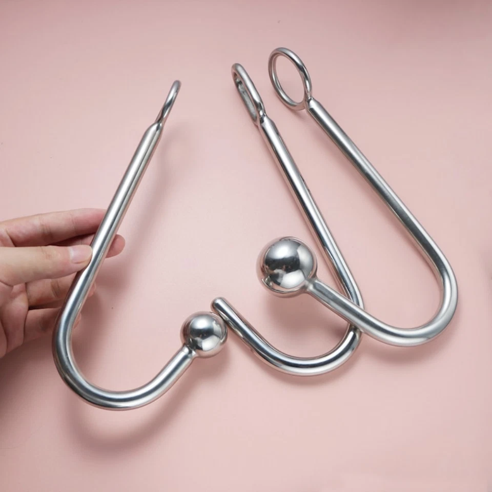 Juego de esclavitud sexual BDSM con gancho anal metal tapón trasero restricciones juguete sexual para parejas Foto 2 de 4