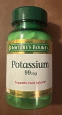 Nature's Bounty Potassium 99mg Supplement Fluid Balance Support Caplets 100 Each