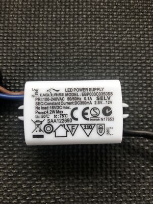 EAGLERISE EBP003C0350SS mini Ersatztrafo LED Transformator 2.8-16Vdc 350mA 4.2W