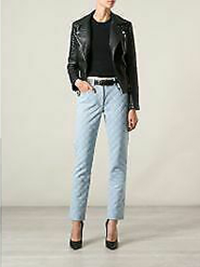 MOSCHINO Couture Wash Light Blue Quilted Denim Italian Jeans