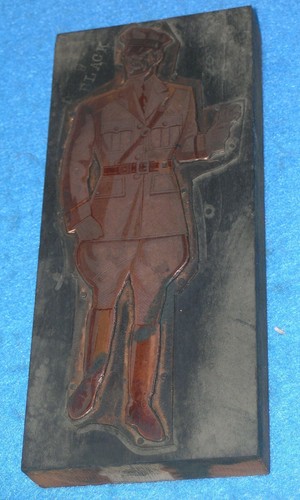 Antique Copper Printing Block OFFICER IN DRESS UNIFORM - Picture 5 of 5