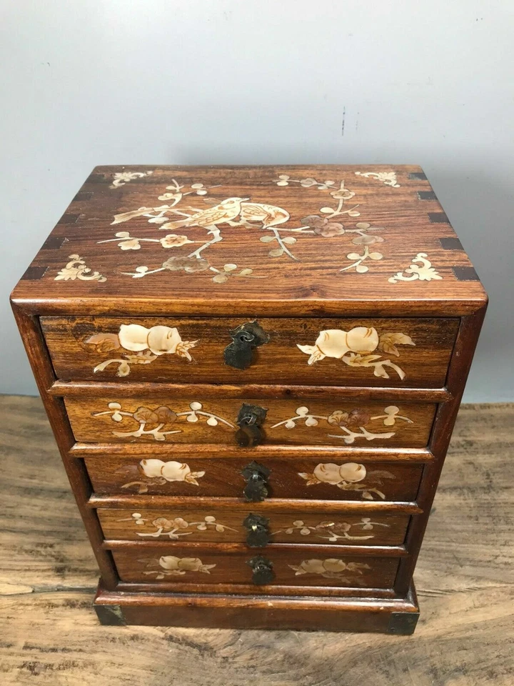 Armario de madera chino de 11,6"" armario de palo de rosa natural armario de madera antiguo Foto 3 de 4