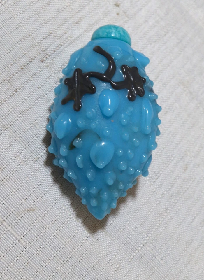 Botella de tabaco rara antigua soplada a mano china de vidrio azul fruta amazonita piedra Foto 4 de 4