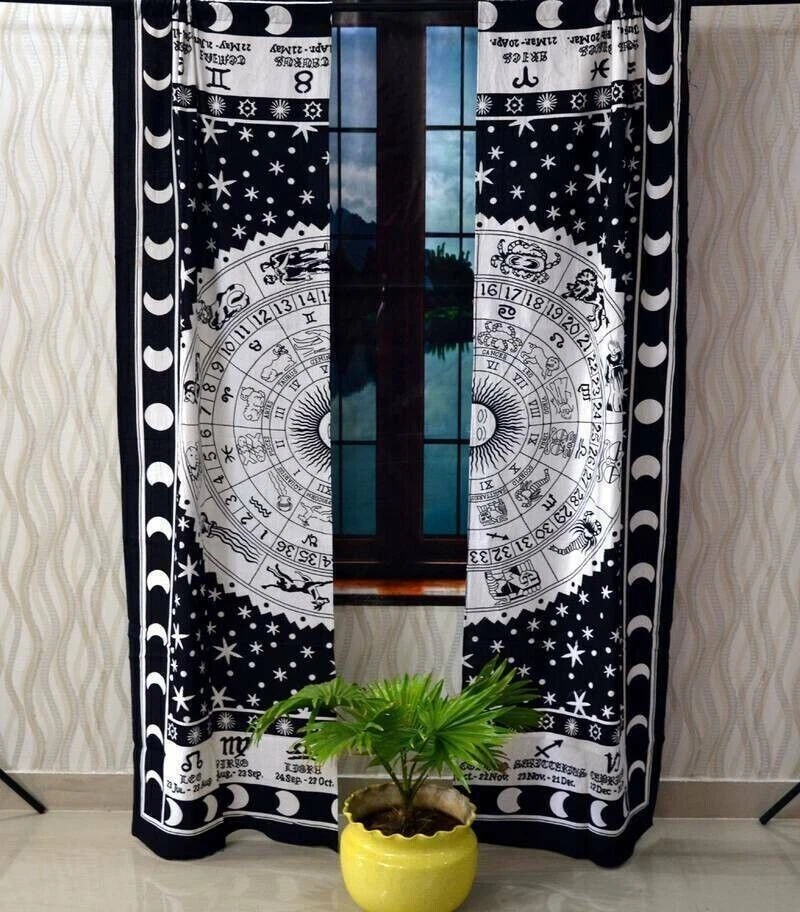 Algodón Astrología Hippie Boho Mandala Tapiz Puerta Cortina Decoración Ventana Cortinas Foto 2 de 3