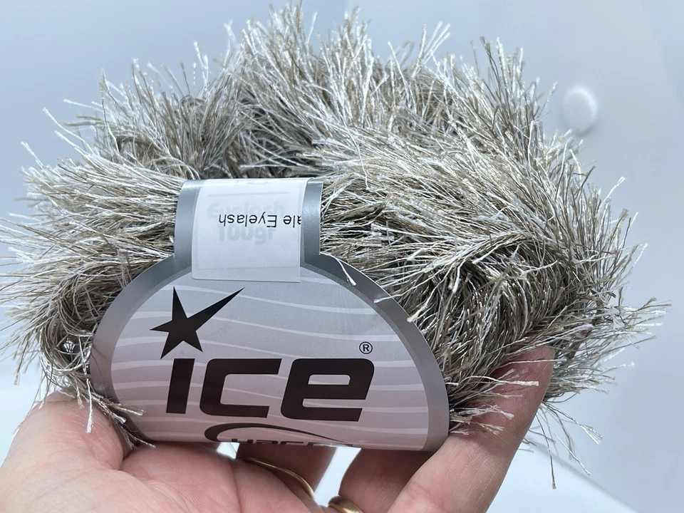 Camel White Eyelash Yarn #70906 Bulky 50gr 54yds Vegan Lynx-like Faux Fur yarn - Image 4 of 4