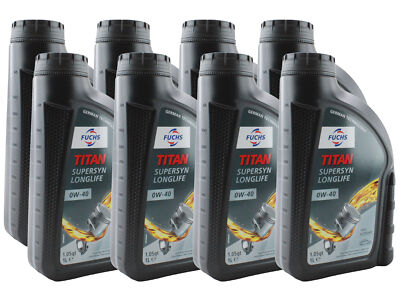 Fuchs 8 Liter TITAN SUPERSYN LONGLIFE SAE 0W-40 Engine Oil 8 x 1L for BMW MB