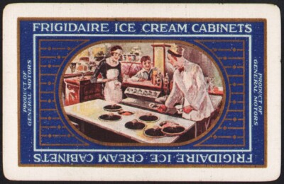 Vintage single playing card FRIGIDAIRE ICE CREAM CABINETS blue General Motors