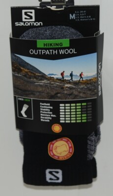 Salomon C12176 Hiking Outpath Wool Crew Sock Black Forged Iron Colors Medium