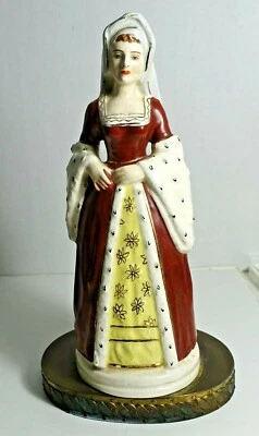QP-23 VINTAGE PORCELAIN FIGURINE LAMP BASE, MSW Mfg RENAISSANCE ELIZABETHAN LADY - Image 1 of 4