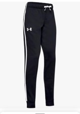 Under Armour Girl Fleece Sweatpants, Black/White Size Large