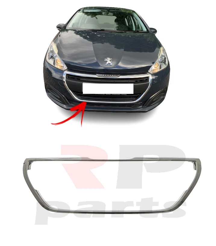 Ruin veteran ufuldstændig FOR PEUGEOT 208 2015-2018 NEW FRONT BUMPER LOWER CENTER GRILLE CHROME TRIM  | eBay